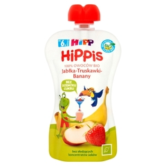 Hipp HiPPiS Jabłka-Truskawki-Banany Mus owocowy po 6. miesiącu