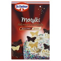 Dr. Oetker Motylki Dekoracje z czekolady mlecznej i białej (12 sztuk)