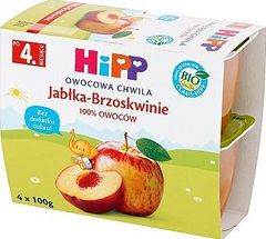 Hipp BIO Owocowa Chwila Jabłka-Brzoskwinie po 4. miesiącu 400 g (4 sztuki)