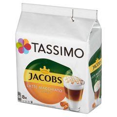 Tassimo Jacobs Latte Macchiato Caramel Kawa mielona 8 kapsułek i mleko 8 kapsułek