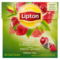 Lipton O smaku Malina i granat Herbata zielona aromatyzowana 28 g (20 torebek)