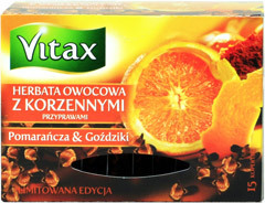 Vitax Herbata owocowa pomarańcza&goździki z korzennymi przyprawami 15t