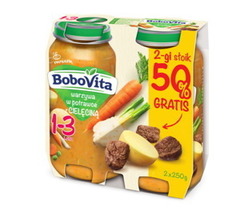 Bobovita Junior Warzywa w potrawce z cielęciną 1-3 lata, 1+1 50% GRATIS