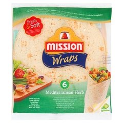 Mission Wraps Tortilla z mąki pszennej z ziołami śródziemnomorskimi (6 sztuk)