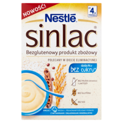 Nestlé SINLAC 300g Bezglutenowa kaszka dla dzieci bez laktozy soi i cukru