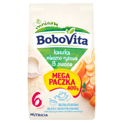 Bobovita Kaszka mleczno-ryżowa 3 owoce po 6 miesiącu
