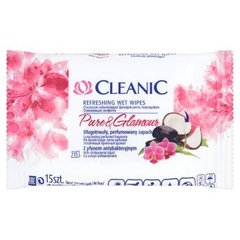 Cleanic Pure and Glamour Chusteczki odświeżające z płynem antybakteryjnym
