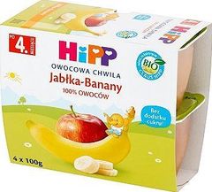 Hipp BIO Owocowa Chwila Jabłka-Banany po 4. miesiącu 400 g (4 sztuki)