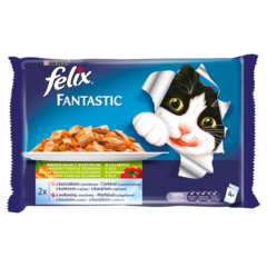 Felix Fantastic Karma dla kotów wybór mięs z warzywami w galaretce 400 g (4 x 100 g)