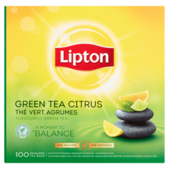 Lipton Herbata zielona aromatyzowana ze skórkami owoców cytrusowych 130 g (100 x 1,3 g)