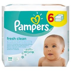 Pampers Fresh Clean chusteczki dla niemowląt 6 x 64 sztuki